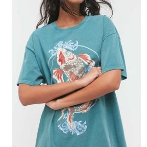 Urban Outfitters Women's Blue Koi Fish Overdyed T-shirt Dress